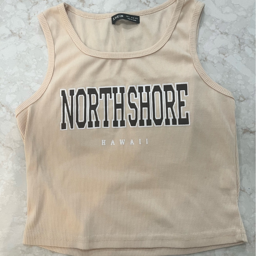 Tan Graphic Crop Tank Top